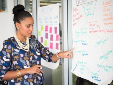 woman giving presentation